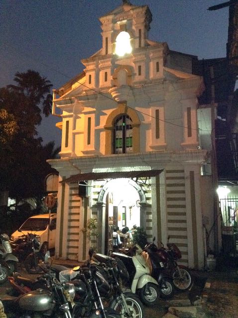 small church having an evening service