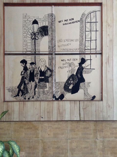 cartoon in hotel alley way